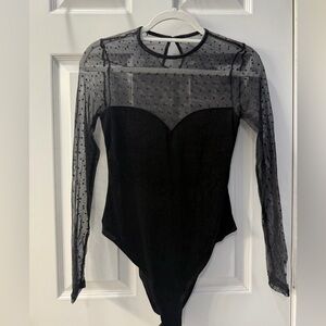 H&M Polka Dot Black Sheer Bodysuit